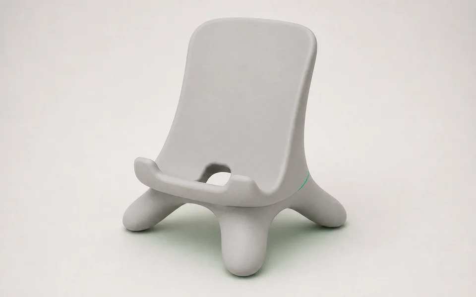 The same phone stand with a clean outline after the low-risk preview